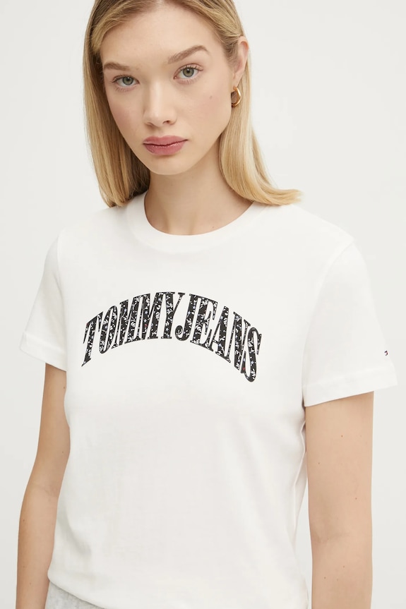 Bavlnené tričko Tommy Jeans béžová DW0DW20161
