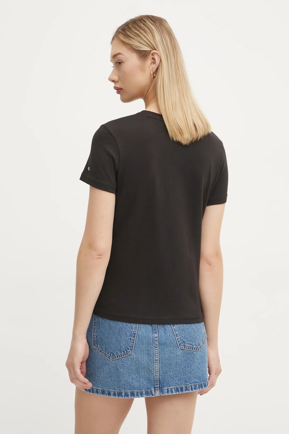 Ρούχα Βαμβακερό μπλουζάκι Tommy Jeans DW0DW20161 μαύρο