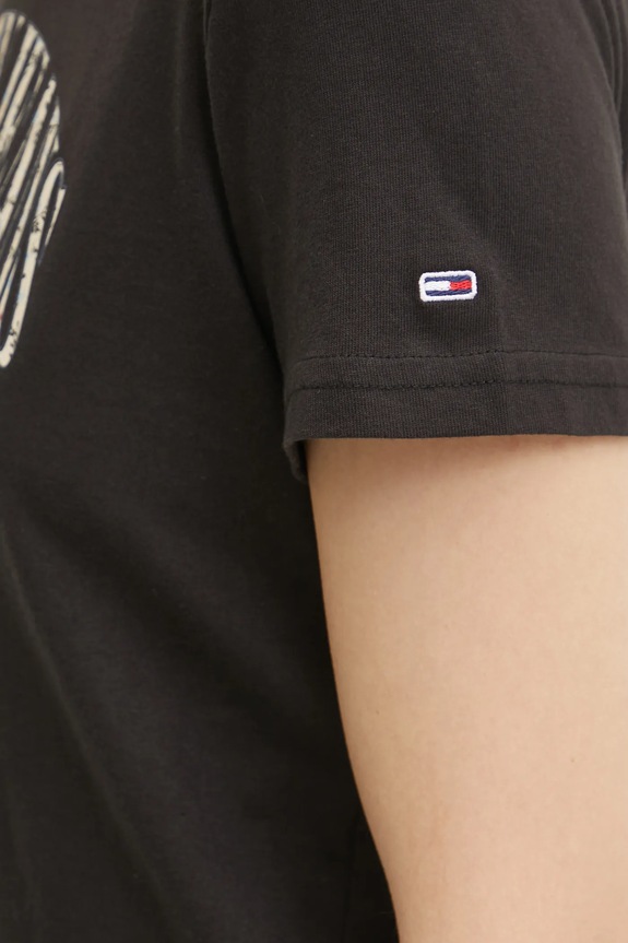 Βαμβακερό μπλουζάκι Tommy Jeans DW0DW20161 μαύρο