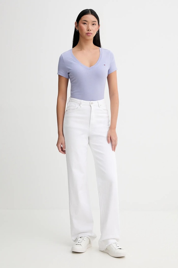 Tommy Jeans tričko dámske bavlnené DW0DW20458 modrá SS26