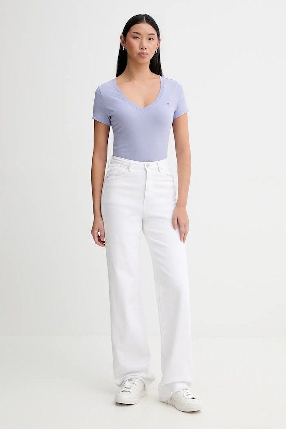 Tommy Jeans tričko dámske bavlnené DW0DW20458 modrá SS26