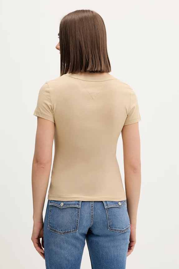 Îmbrăcăminte Tommy Jeans tricou pentru femei, din bumbac DW0DW20458 bej