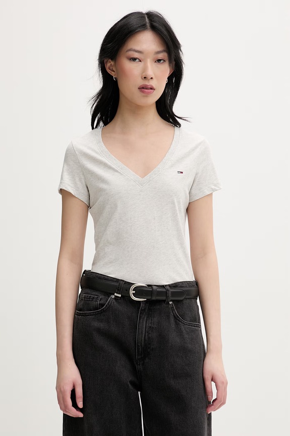 Tommy Jeans tričko dámske bavlnené sivá DW0DW20458