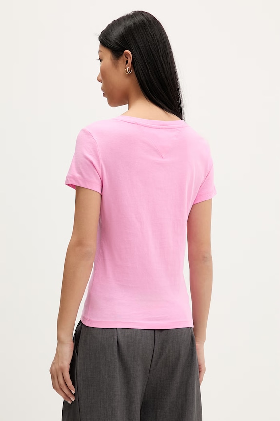 Ρούχα Tommy Jeans t-shirt γυναικείο βαμβακερό DW0DW20458 ροζ