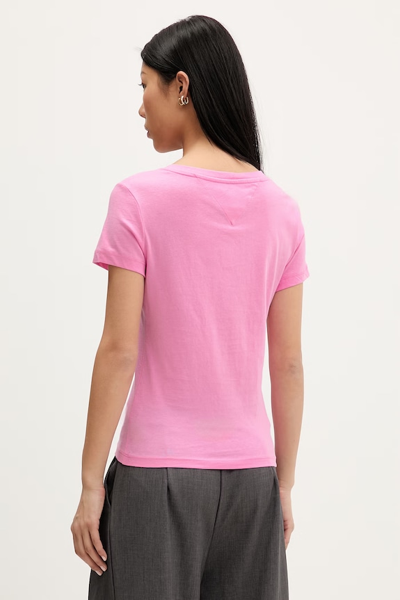 Ρούχα Tommy Jeans t-shirt γυναικείο βαμβακερό DW0DW20458 ροζ