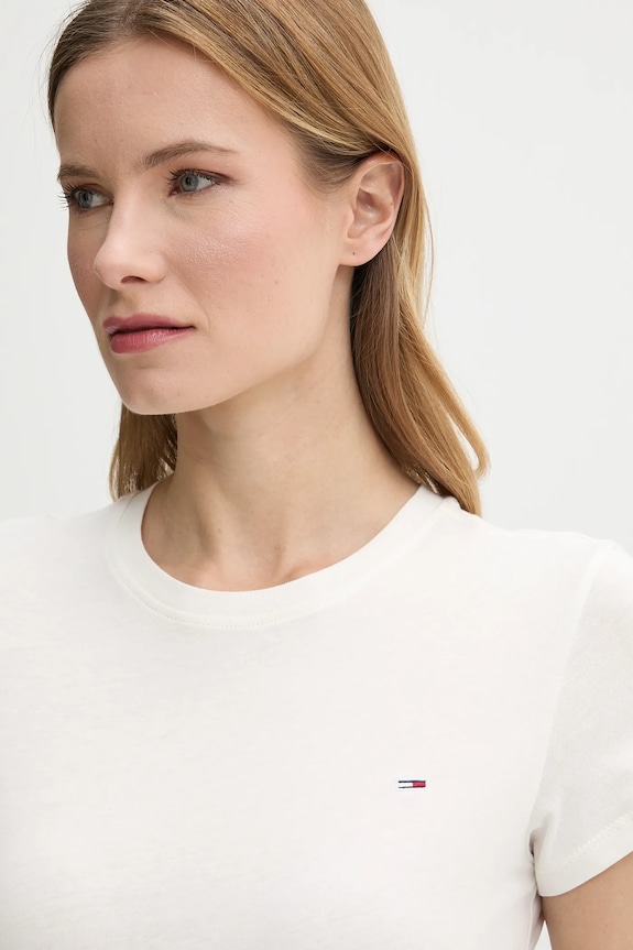 Odjeća Tommy Jeans basic majica kratkih rukava za žene od pamuka DW0DW20459 bijela