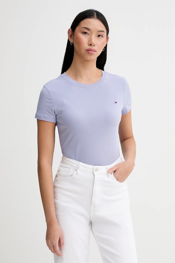 Tommy Jeans basic póló női pamut lila DW0DW20459