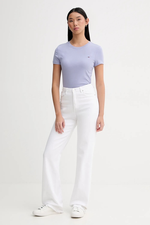 Tommy Jeans basic póló női pamut DW0DW20459 lila SS26