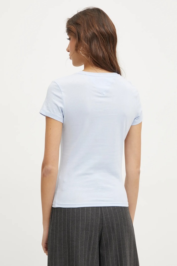 Odzież Tommy Jeans t-shirt basic damski bawełniany DW0DW20459 niebieski