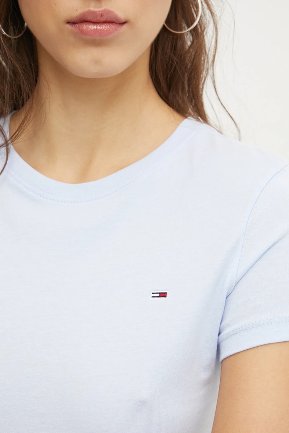 Tommy Jeans t-shirt basic damski bawełniany DW0DW20459 niebieski