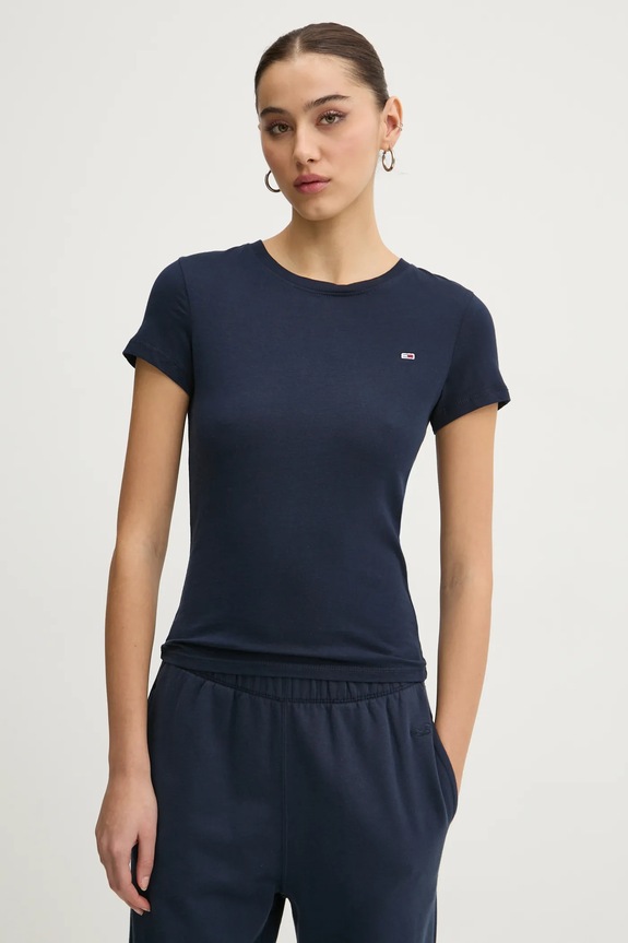 Tommy Jeans t-shirt basic damski bawełniany bawełna granatowy DW0DW20459