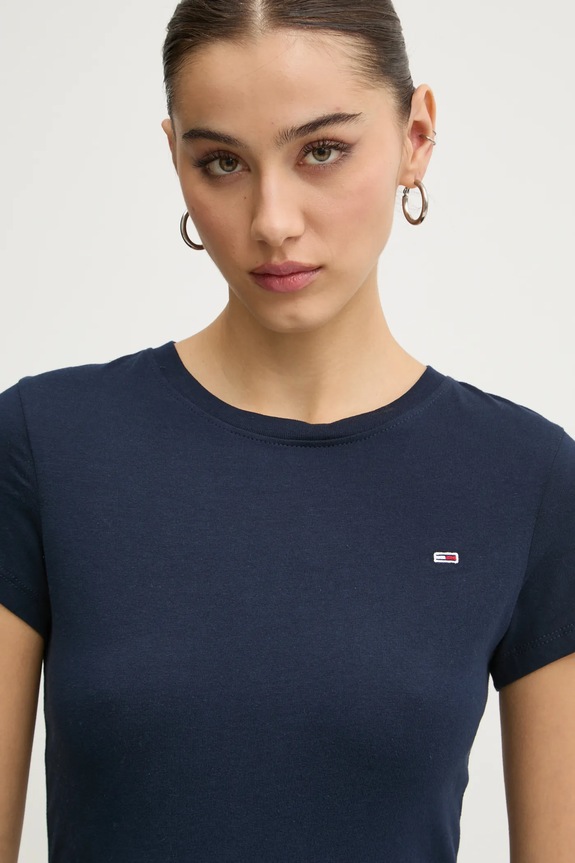 Tommy Jeans t-shirt basic damski bawełniany granatowy DW0DW20459