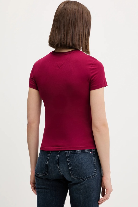 Odzież Tommy Jeans t-shirt basic damski bawełniany DW0DW20459 bordowy