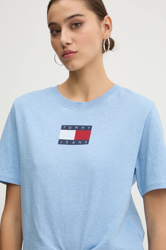 Tommy Jeans pamut póló pamut kék DW0DW20461