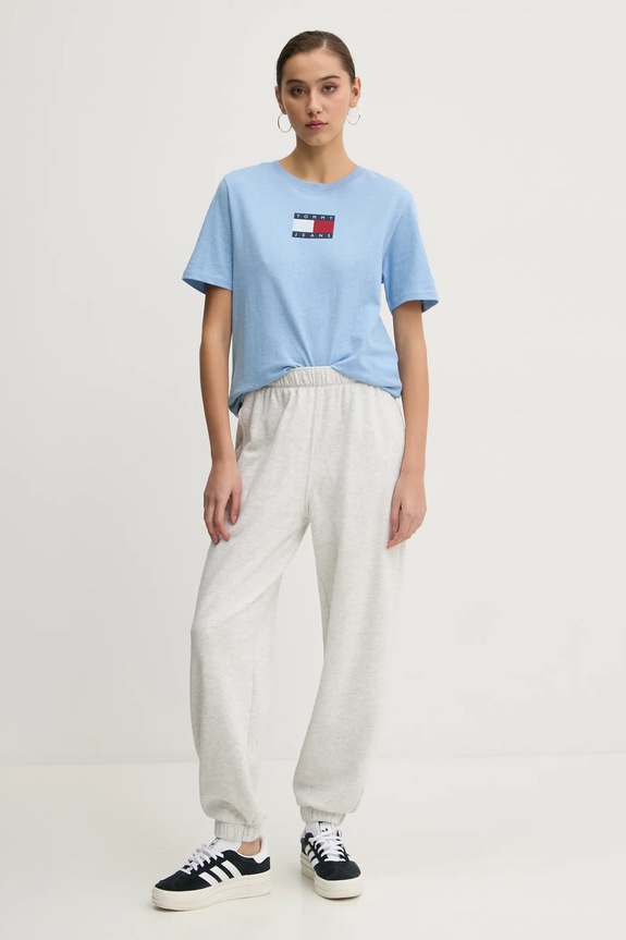 Tommy Jeans pamut póló DW0DW20461 kék SS25