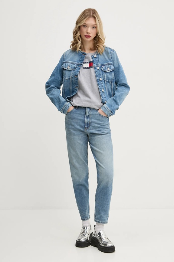 Tommy Jeans pamut póló DW0DW20461 szürke SS25