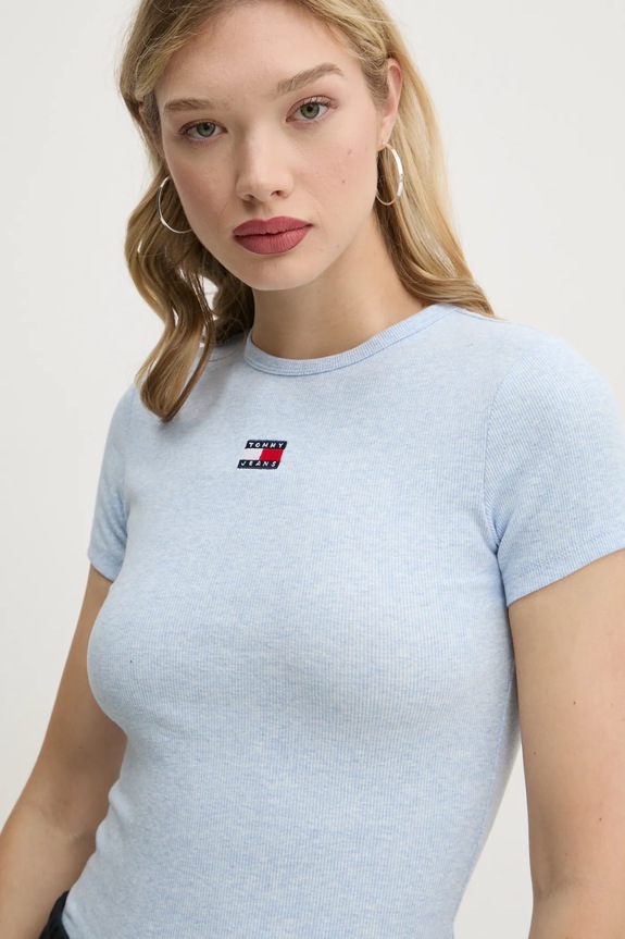 Tommy Jeans t-shirt elasztánnal kék DW0DW20463