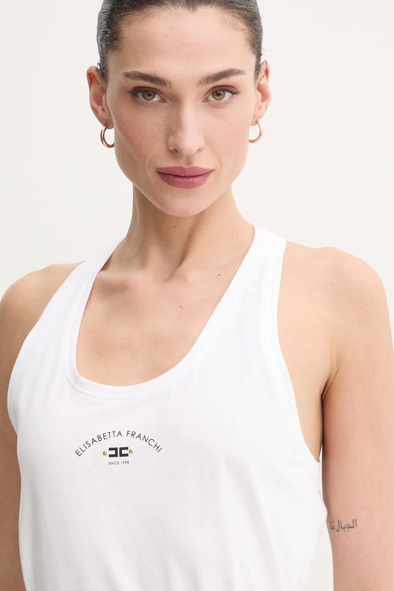 Elisabetta Franchi top in cotone bianco CN00251E2