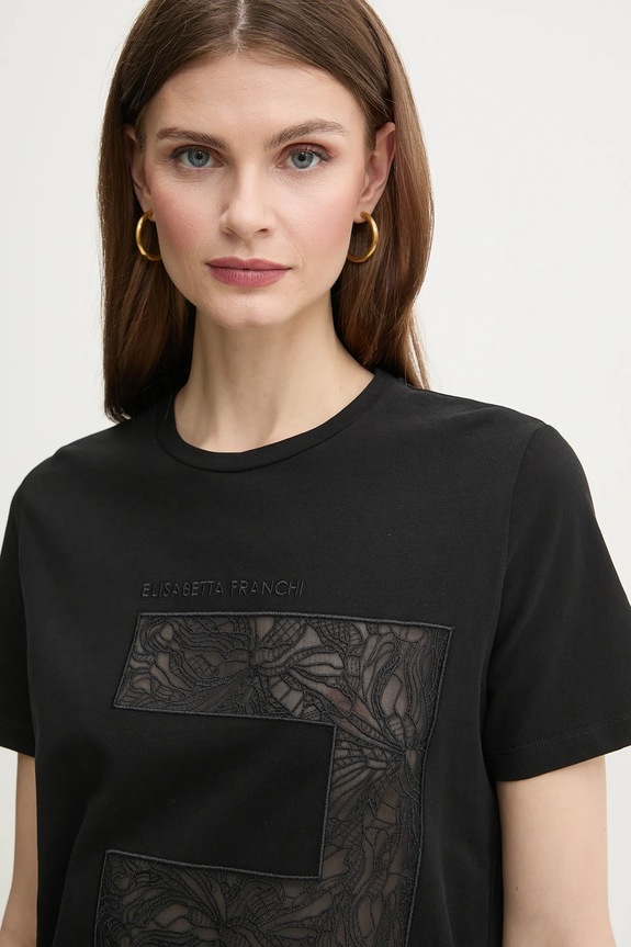 Elisabetta Franchi t-shirt in cotone nero MA03151E2