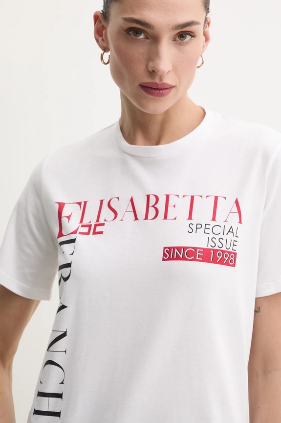 Elisabetta Franchi t-shirt bawełniany biały MA03651E2