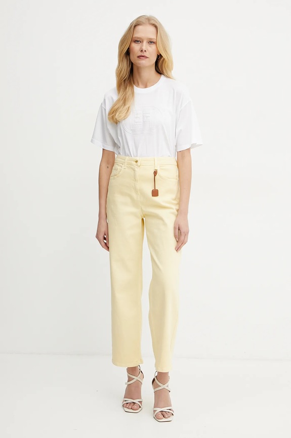 Βαμβακερό μπλουζάκι Elisabetta Franchi MA60N51E2 λευκό SS25