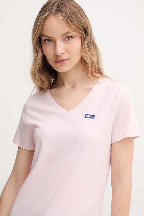Îmbrăcăminte HUGO Blue tricou de damă din bumbac Classic V_B 50513667 roz