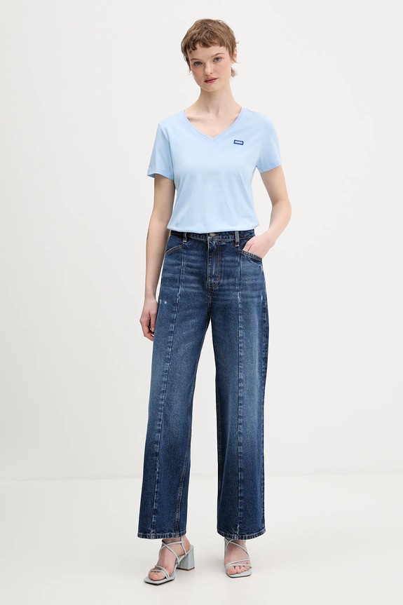 HUGO Blue tricou damski din bumbac Classic V_B 50513667 albastru SS26