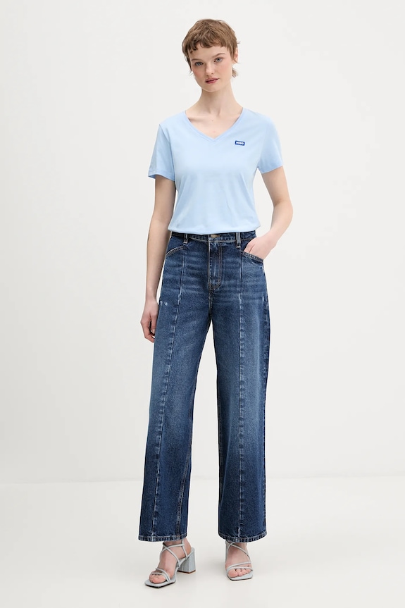 HUGO Blue tricou damski din bumbac Classic V_B 50513667 albastru SS26