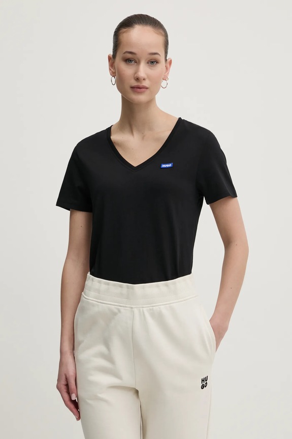HUGO Blue tricou damski din bumbac Classic V_B uni negru 50513667