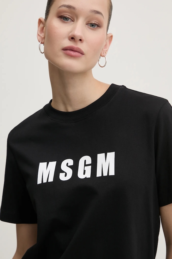 MSGM t-shirt bawełniany nadruk czarny 3841MDM92.257002