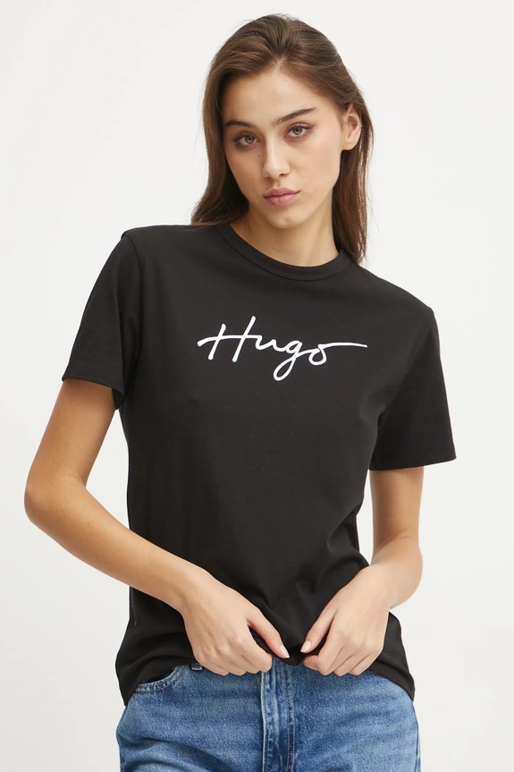 Βαμβακερό μπλουζάκι HUGO βαμβάκι μαύρο 50535491