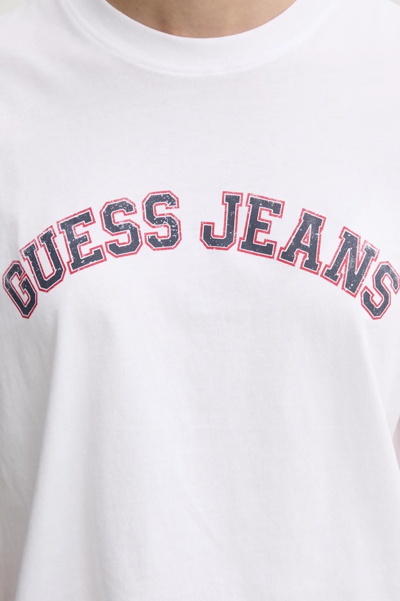 Βαμβακερό μπλουζάκι Guess Jeans W5RI41.K8HM0 λευκό