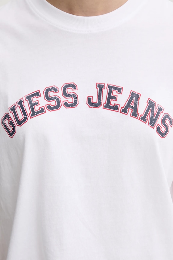 Βαμβακερό μπλουζάκι Guess Jeans W5RI41.K8HM0 λευκό