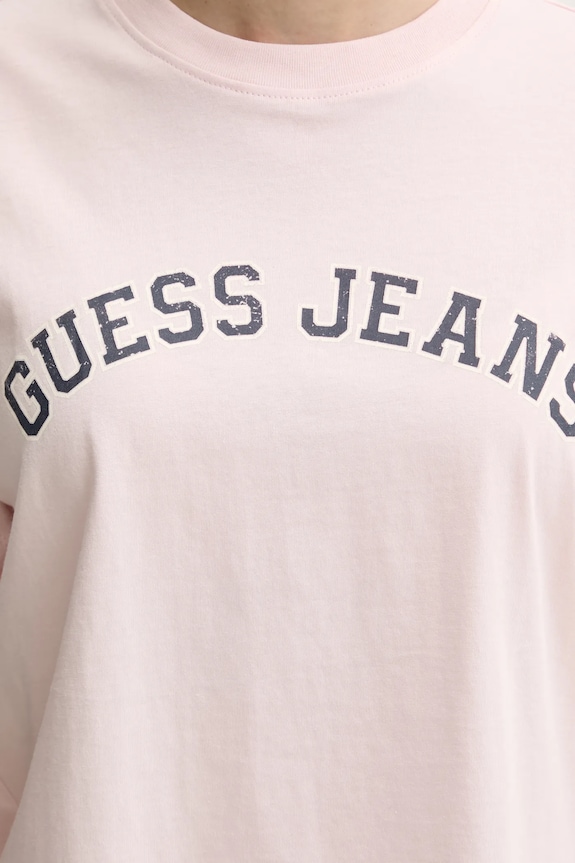 Βαμβακερό μπλουζάκι Guess Jeans W5RI41.K8HM0 ροζ