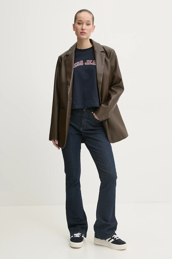 Βαμβακερό μπλουζάκι Guess Jeans W5RI41.K8HM0 σκούρο μπλε SS25