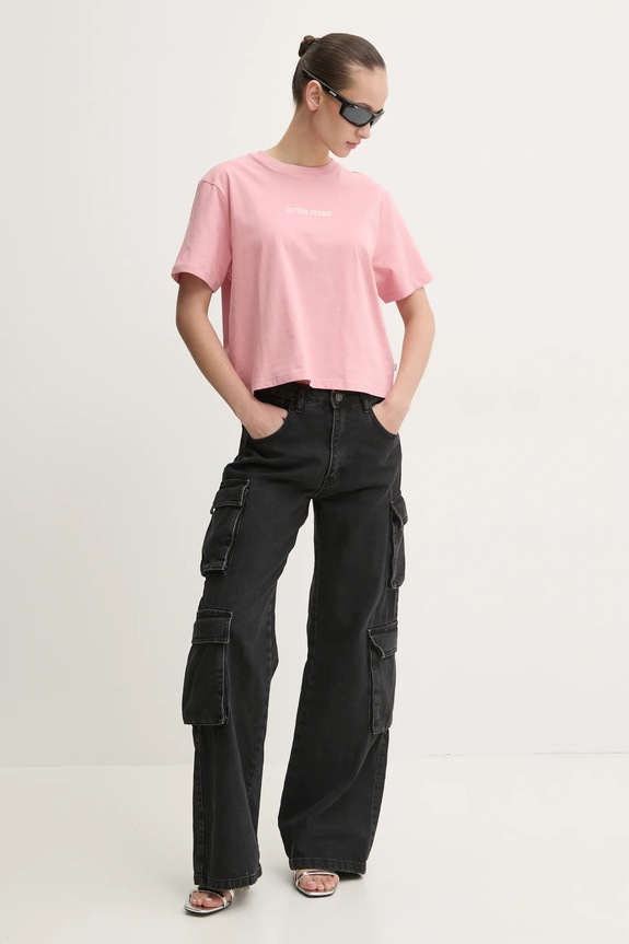 Bavlnené tričko Guess Jeans W5RI42.K8HM0 ružová SS26