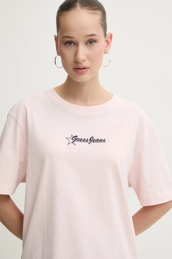 Bavlnené tričko Guess Jeans ružová W5RI48.K8HM0