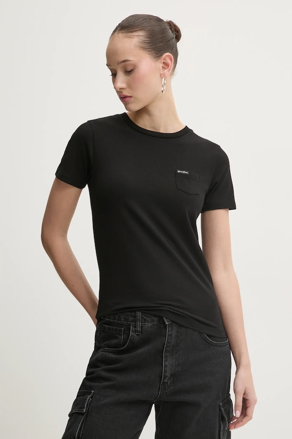 Tričko Guess Jeans jednofarebný čierna W5RI52.J1314