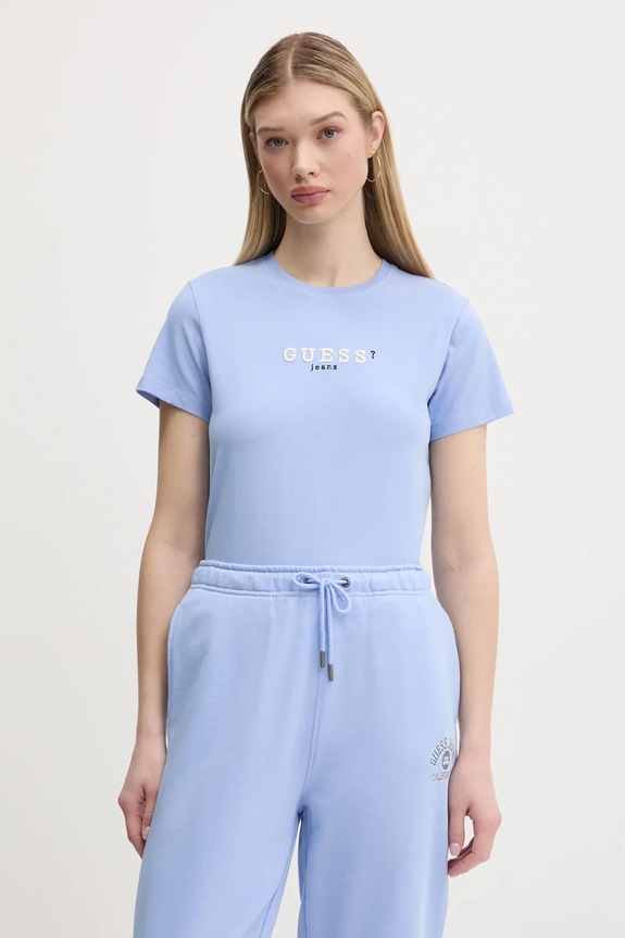 Majica kratkih rukava Guess Jeans Planet friendly plava W5RI54.J1314