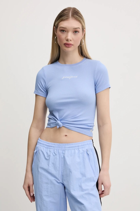 Tričko Guess Jeans nášivka modrá W5RI57.KA0H1