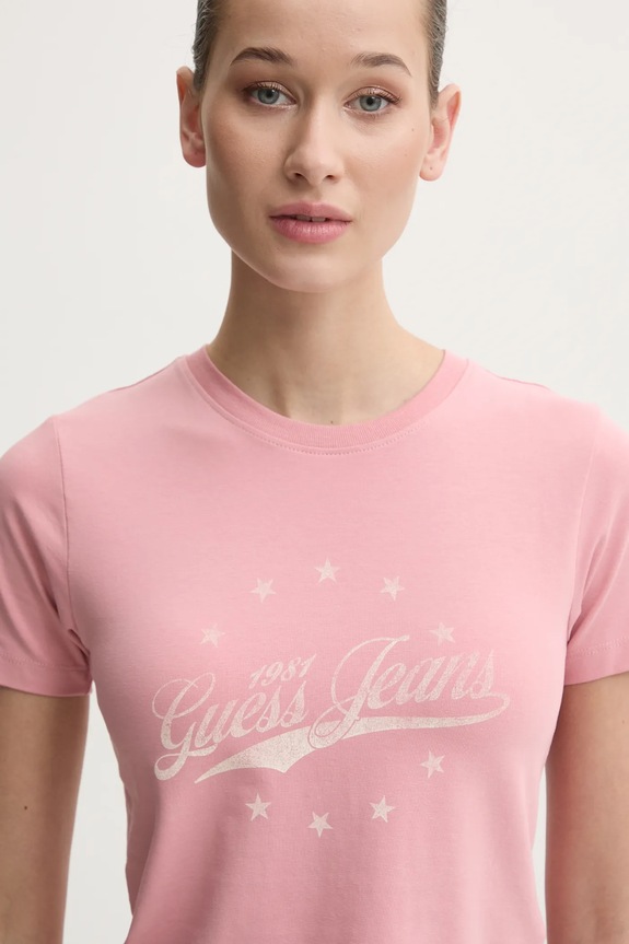 Μπλουζάκι Guess Jeans ροζ W5RI59.J1314