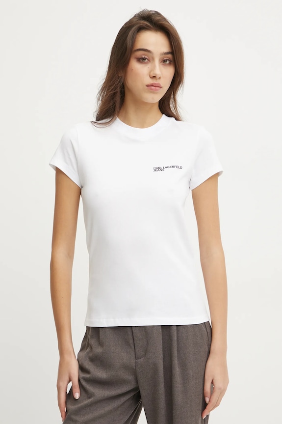 Karl Lagerfeld Jeans T-shirt damski bawełniany pozostałe biały A1W17004