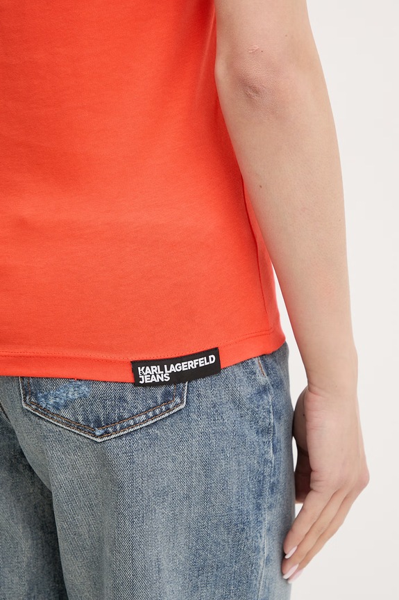 Karl Lagerfeld Jeans T-shirt damski bawełniany A1W17004 pomarańczowy