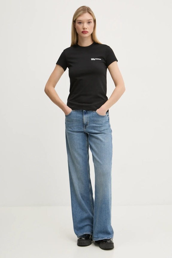 Karl Lagerfeld Jeans tričko dámske bavlnené A1W17004 čierna AA00