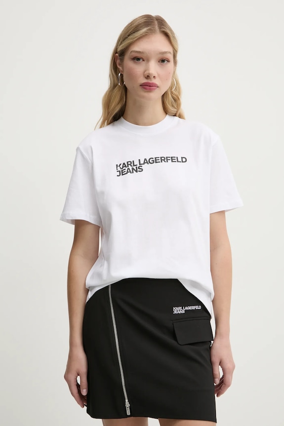 Karl Lagerfeld Jeans tričko dámske bavlnené potlač biela A1W17005
