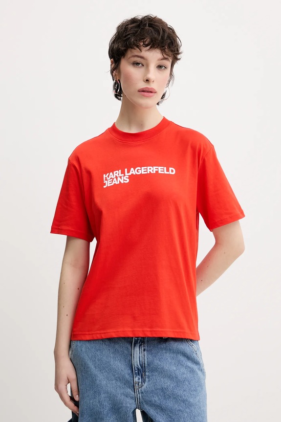 Karl Lagerfeld Jeans tričko dámske bavlnené potlač červená A1W17005