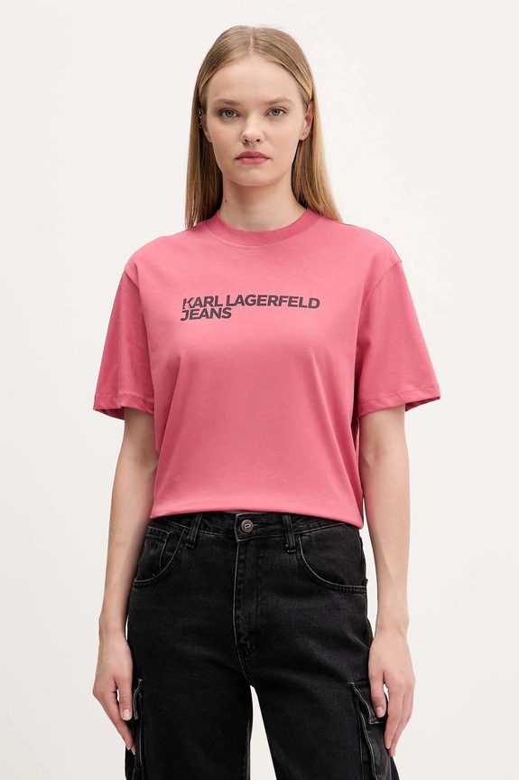 Karl Lagerfeld Jeans tričko dámske bavlnené potlač oranžová A1W17005