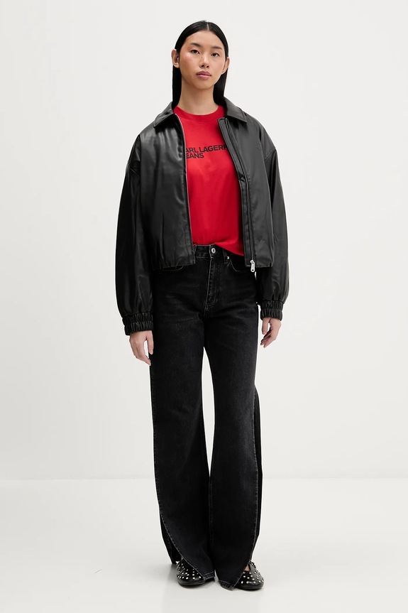 Karl Lagerfeld Jeans tričko dámske bavlnené A1W17005 červená AA00