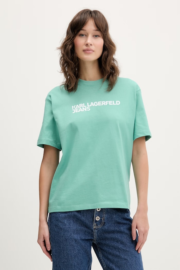 Karl Lagerfeld Jeans tričko dámske bavlnené potlač zelená A1W17005