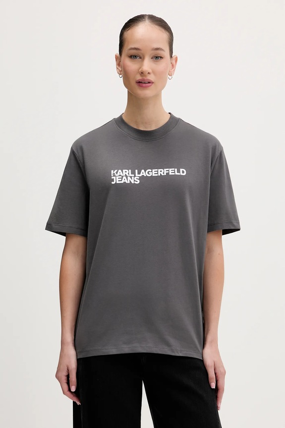 Karl Lagerfeld Jeans tričko dámske bavlnené sivá A1W17005